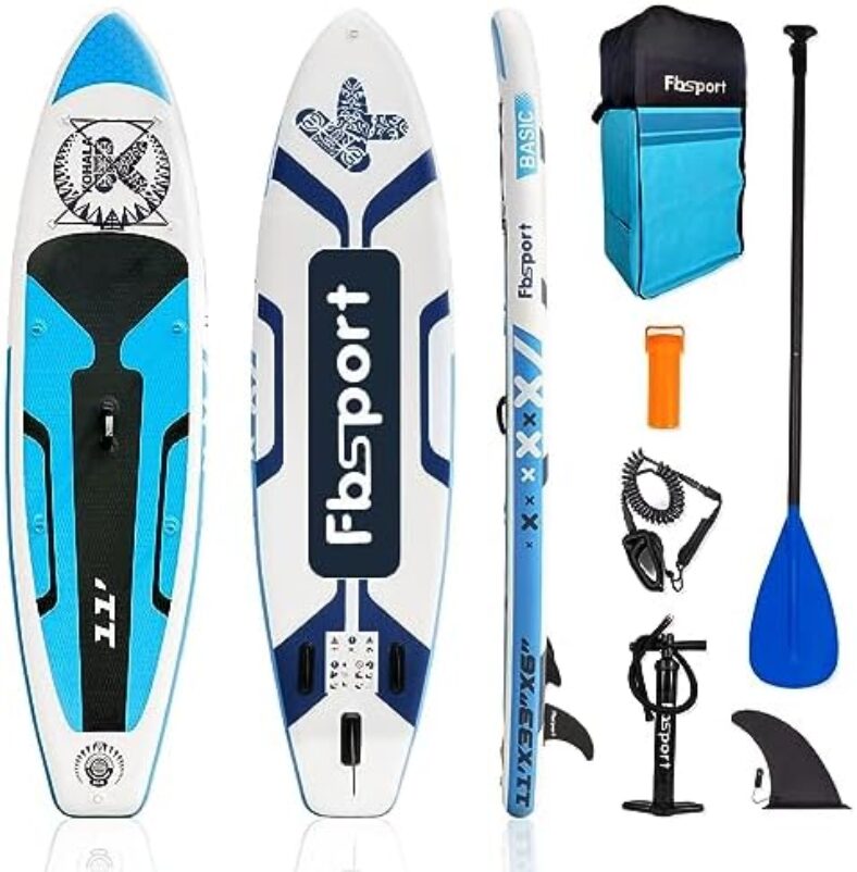 FBSPORT Premium Inflatable Stand Up Paddle Board, Yoga Board with Durable SUP Accessories & Carry Bag | Wide Stance, Surf Control, Non-Slip Deck, Leash, Paddle and Pump for Youth & Adult
