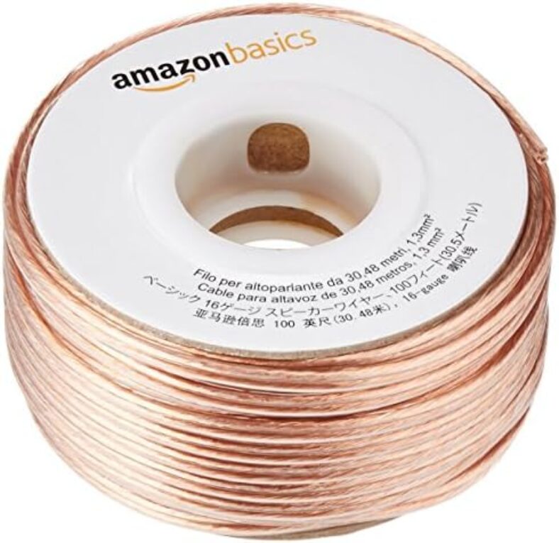 Amazon Basics 16-Gauge Speaker Wire Cable, 100 Feet, Bronze