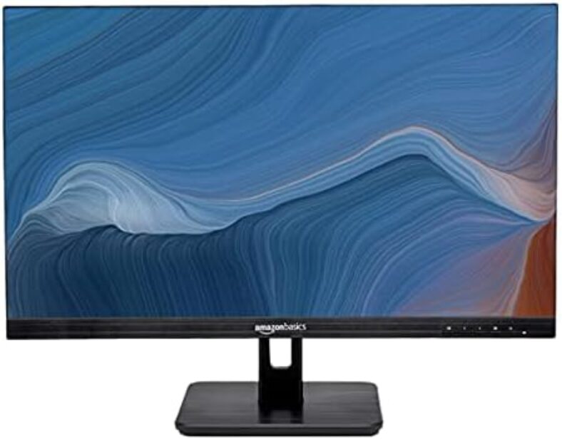 Amazon Basics 24 Inch Monitor Powered with AOC Technology, FHD 1080P, 75hz, VESA Compatible, Built-in Speakers, Black