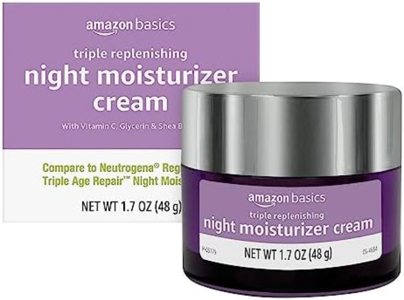 Amazon Basics Triple Replenishing Moisturizer, Night Cream, 1.7 Ounces, 1-Pack