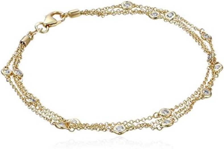 Amazon Collection 14k Gold Floating Diamond Strand Bracelet (1/2cttw, K-L Color, I1-I2 Clarity)