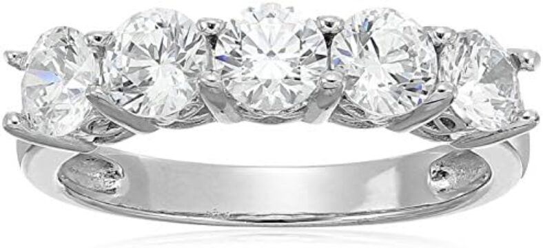 Amazon Collection Sterling Silver Five-Stone Ring set with Round Cut Infinite Elements Cubic Zirconia