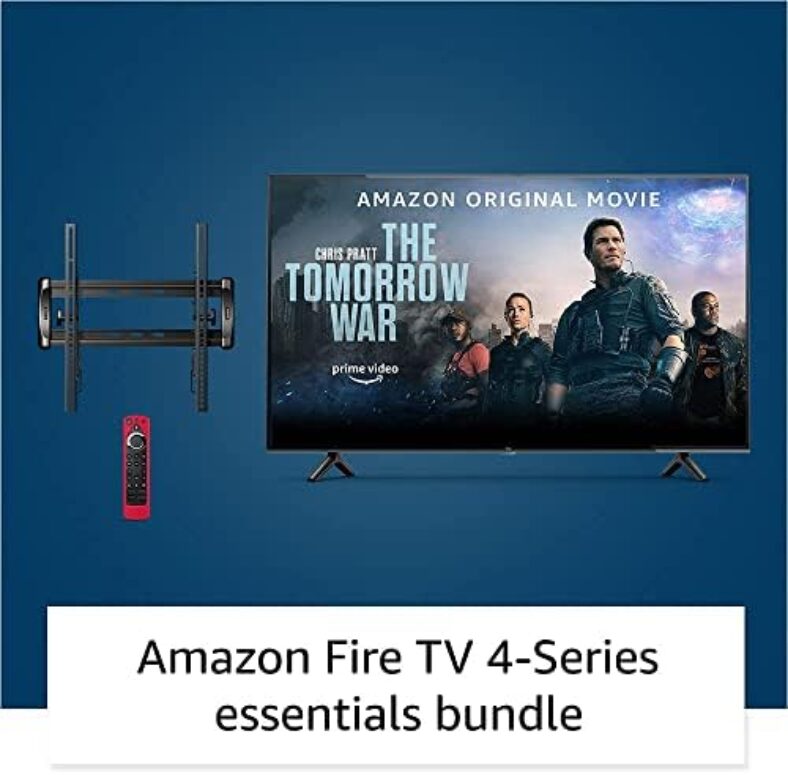Amazon Fire TV 43″ 4-Series 4K UHD smart TV bundle with Universal Tilting Wall Mount and Red Remote Cover