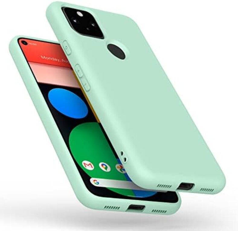 Amzpas TPU Case for Google Pixel 5, Soft Protective Shockproof Phone Cover, Durable Anti-Scratch Smart Phone Case for Women Men Cyan