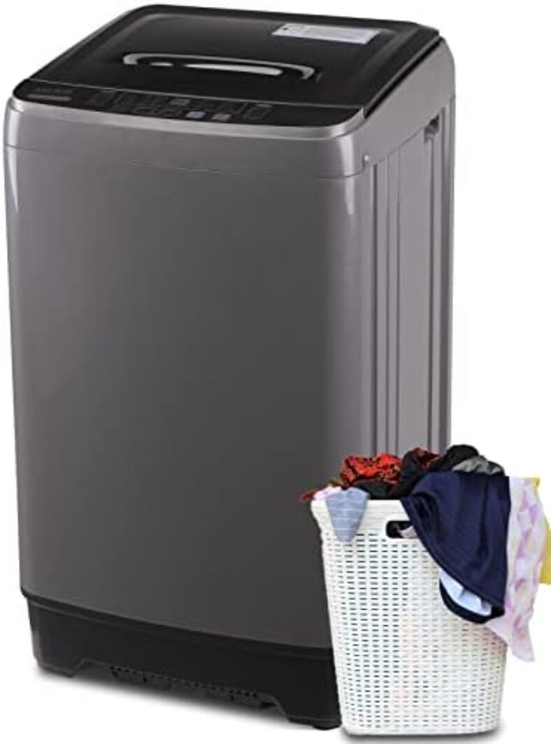 Anukis Fully Automatic Portable Washing Machine, 13 lbs Capacity Compact Laundry Washer with Drain Pump 10 Wash Program & 8 Water Levels for Apartment, Dorm, RV, Grey