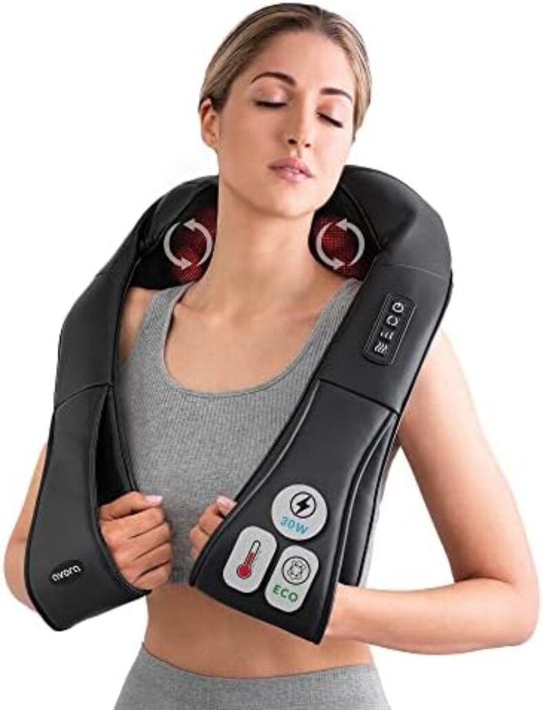 Avora Wellness Shiatsu Back Shoulder and Neck Massager, Relaxing Back Massager with Heat, Neck and Shoulder Massager for Pain Relief, 3-Speed Electric Massager for Neck and Shoulders