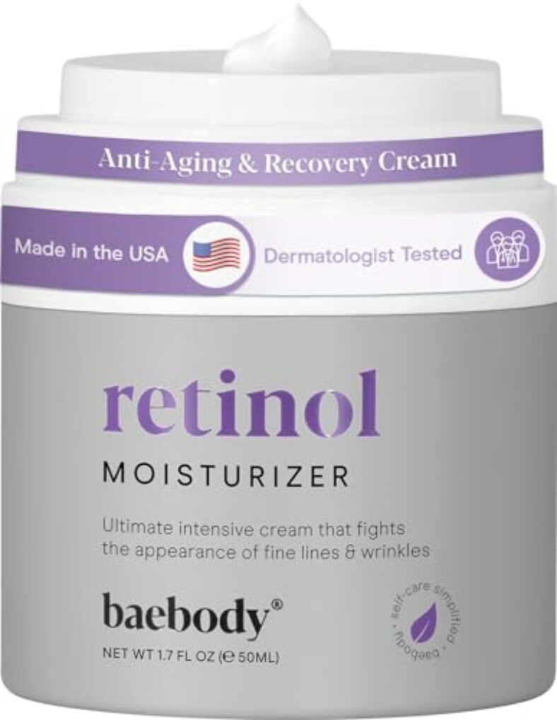 Baebody Made in USA Retinol Face Moisturizer for Women and Men – Anti Aging Face Cream – Day & Night Anti Wrinkle Cream for Women, Jojoba Oil and Vitamin E, 1.7 Oz – Beauty Gifts for Women