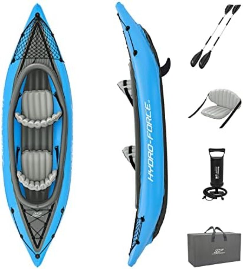 Bestway Hydro Force Inflatable Kayak Set | Includes Seat, Paddle, Hand Pump, Storage Carry Bag | Great for Adults, Kids and Families