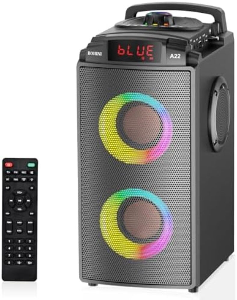 Bluetooth Speaker, 80W(Peak) Wireless Portable Big Speakers with Subwoofer, TWS Pairing and Led Lights, Loud Stereo Sound, EQ, Booming Bass, Outdoor Boombox Bluetooth 5.0 for Gifts Home Party Camping