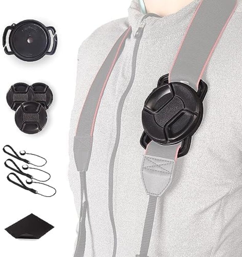 Camera Lens Cap Buckle Anti-Lost Holder Keeper Kits Lens Strap Anti-Loss len Leash Included (72-77mm)