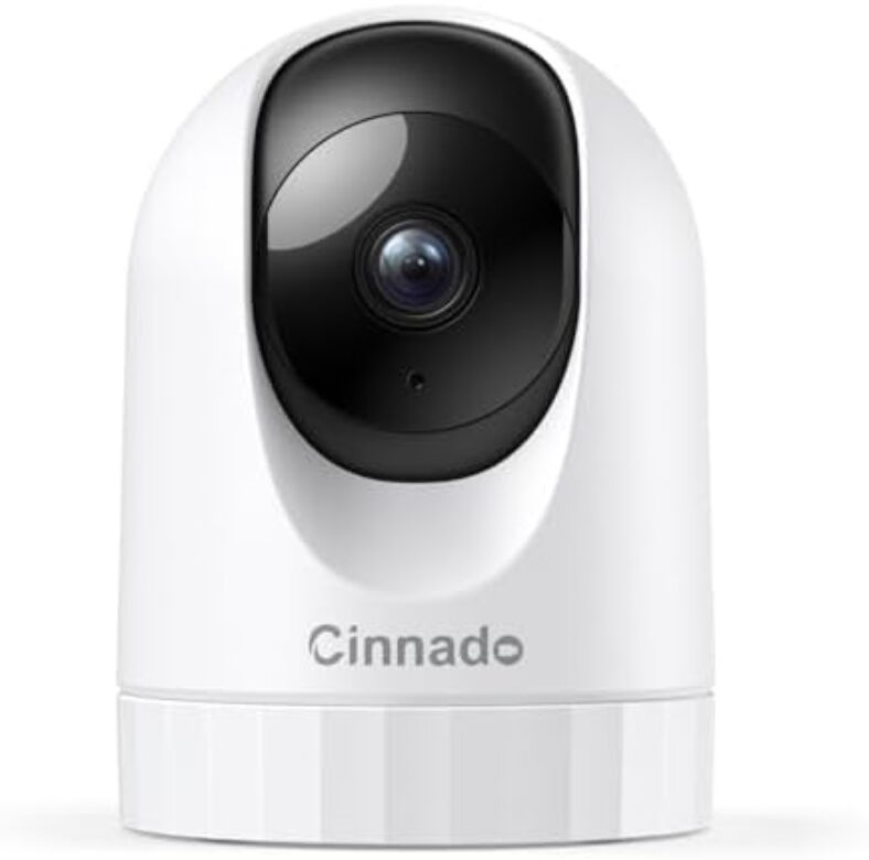 Cinnado Security Camera Indoor-2K 360° WiFi Cameras for Home Security，Pet/Dog/Baby Camera with Phone app, 2-Way Audio, Night Vision, 24/7 SD Card Storage, Works with Alexa & Google Home (2.4Ghz only)