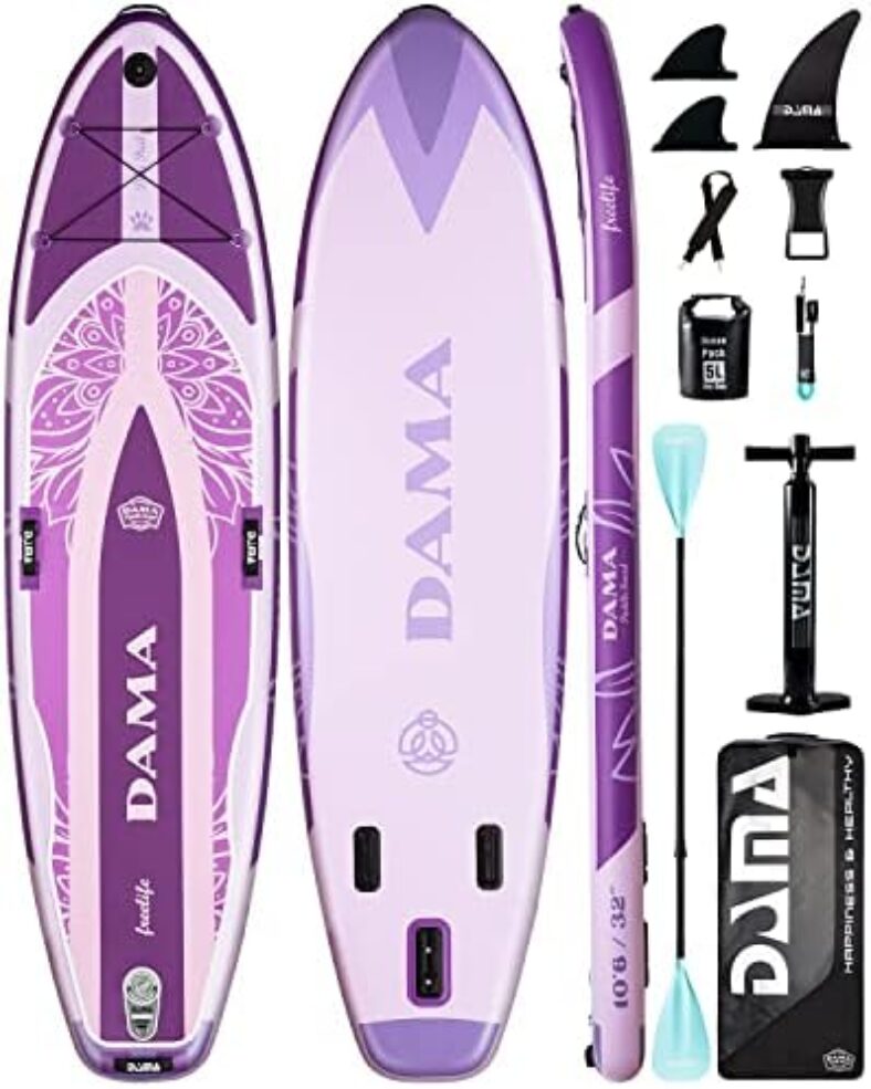 DAMA Premium Yoga&Pets Inflatable Stand Up Paddle Board, 33” Extra Wide Sup Board for Adult on Water, 330lbs Yoga Boardd with Durable SUP Accessories & Carry Bag