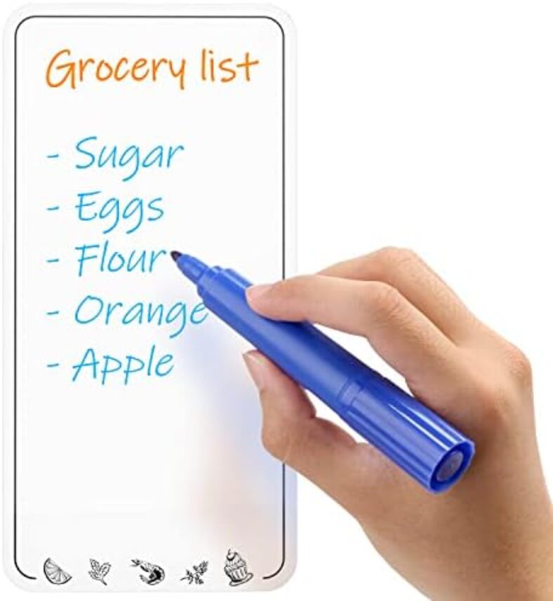 Dry Erase Magnetic Grocery List for Fridge – Small Grocery Shopping List – Magnet Grocery List for Refrigerator – Erasable Refrigerator Grocery List Magnet – Dry Erase Small Magnetic Whiteboard Sheet