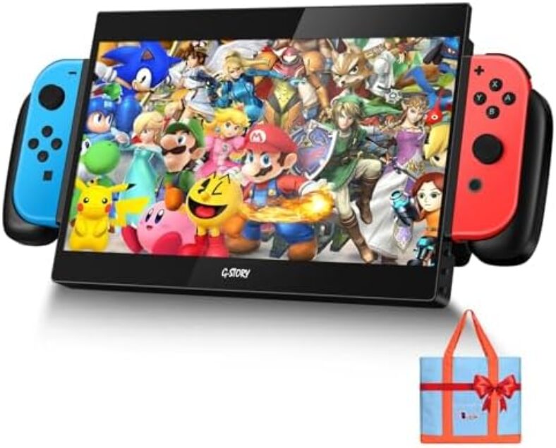 G-STORY 10.1‘’ Portable Monitor for Switch, 1080P Portable Gaming Monitor IPS Screen with USB Type-C and Randomly Bag, Game Mode, Travel Monitor fo Switch（not Included）
