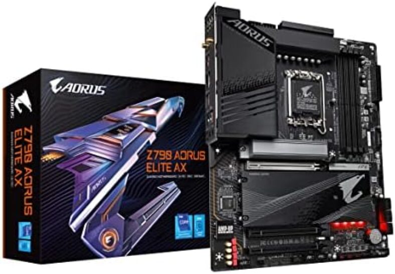 GIGABYTE Z790 AORUS Elite AX (LGA 1700/ Intel Z790/ ATX/ DDR5/ Quad M.2/ PCIe 5.0/ USB 3.2 Gen2X2 Type-C/Intel WiFi 6E/ 2.5GbE LAN/Q-Flash Plus/PCIe EZ-Latch/Gaming Motherboard)