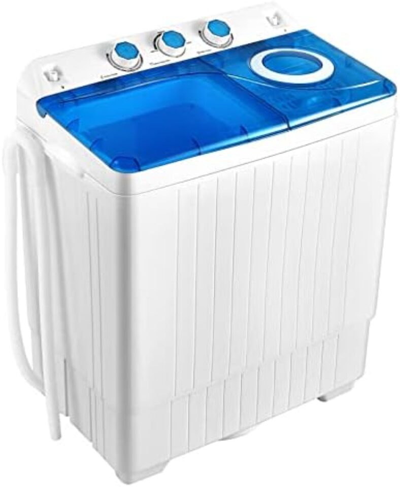 Giantex Portable Washing Machine, 2 in 1 Washer and Spinner Combo, 26lbs Capacity 18 lbs Washing 8 lbs Spinning, w/Timer Control, Built-in Drain Pump