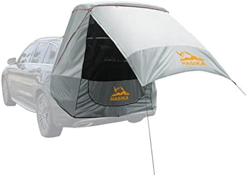 Hasika Canopy Tent Easy Set Up Sun Shade with Mesh Netting for Camping Road Trip Park Waterproof 3000MM UPF 50+ Gray (Small)