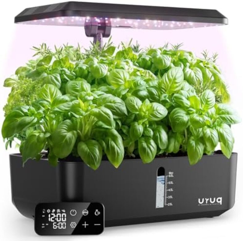 Hydroponics Growing System Indoor Garden: URUQ 12 Pods Indoor Gardening System with Remote Control LED Grow Light Height Adjustable Quiet Plants Germination Kit – Gardening Gifts for Women Black