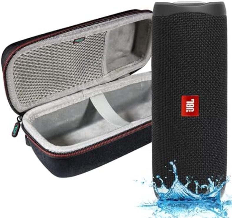 JBL FLIP 5, Waterproof Portable Bluetooth Speaker, Black, with A Megen Hardshell Protection Case