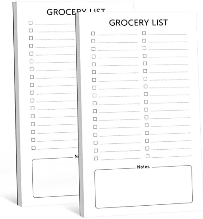 Joyberg Grocery List Magnet Pad for Fridge, 2 Pack Magnetic Notepads for Refrigerator, Magnetic Grocery List Pad for Fridge, Full Magnet Back Shopping Lists, 60 Sheets Per Note Pads