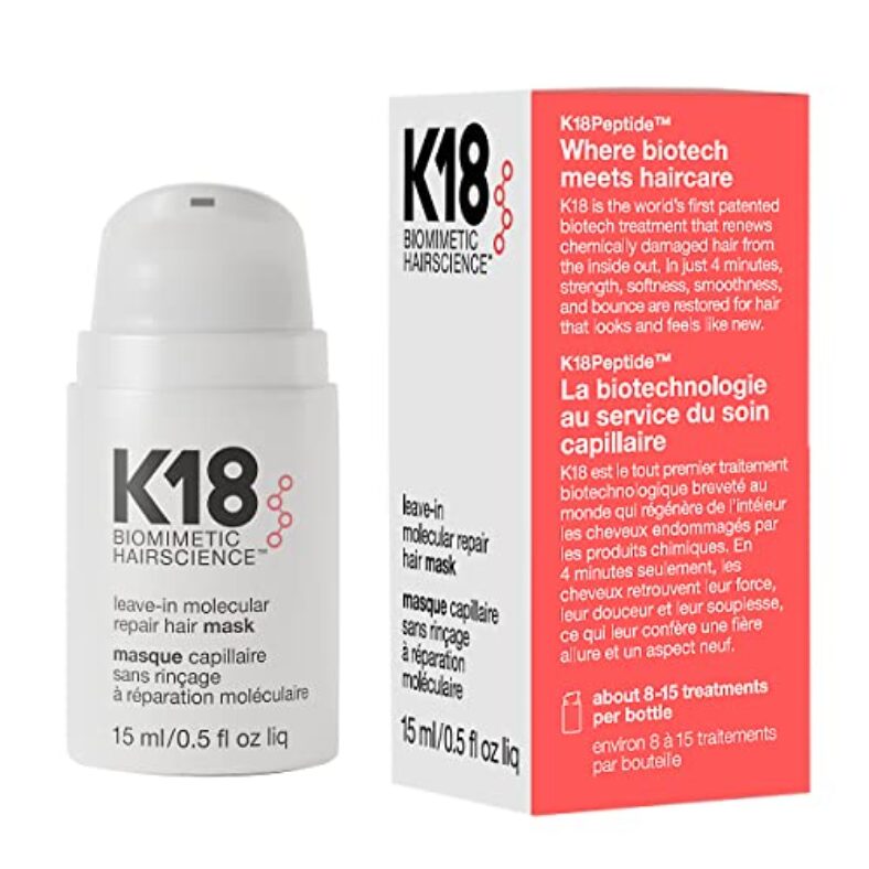 K18 Leave-In Repair Hair Mask Treatment to Repair Dry or Damaged Hair – 4 Minutes to Reverse Hair Damage from Bleach, Color, Chemical Services and Heat
