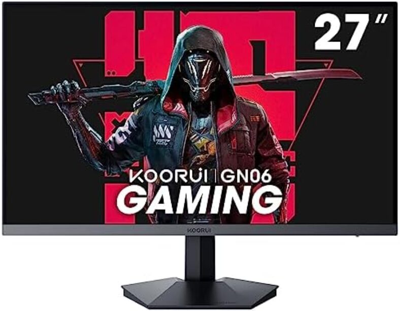 KOORUI 27 Inch Gaming Monitor Full HD 1920 x 1080p IPS Display 165Hz, 1ms, 75 x 75 mm VESA Mountable, Ergonomic Tilt, HDMI, DisplayPort, Black