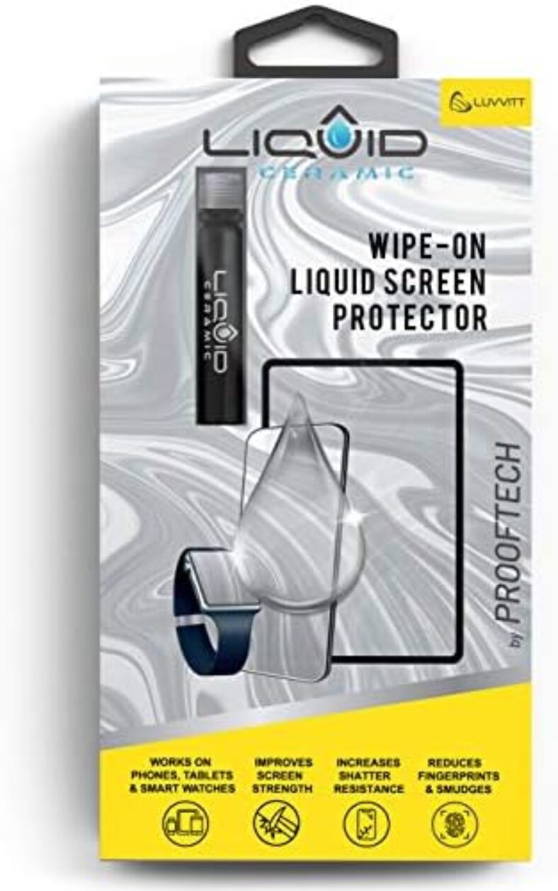 LIQUID CERAMIC Glass Screen Protector Scratch and Shatter Resistant Wipe On Nano Protection for All Phones Tablets Smart Watches for Up to 4 Devices – Bottle