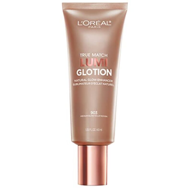 L’Oreal Paris Makeup True Match Lumi Glotion, Natural Glow Enhancer, Illuminator Highlighter Skin Tint, for an All Day Radiant Glow, Medium, 1.35 Ounces