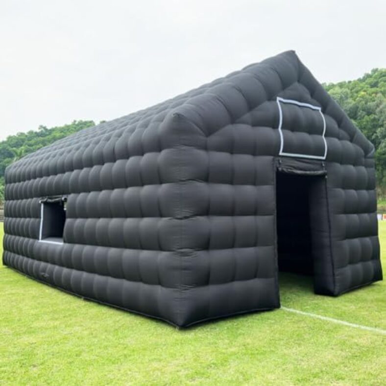 Large Black Inflatable air Cube Wedding Tent Square Gazebo Event Room Mobile Portable Disco Night Club Tent Party Pavilion for Party Wedding Events (29.5ftx16.5x14ft)