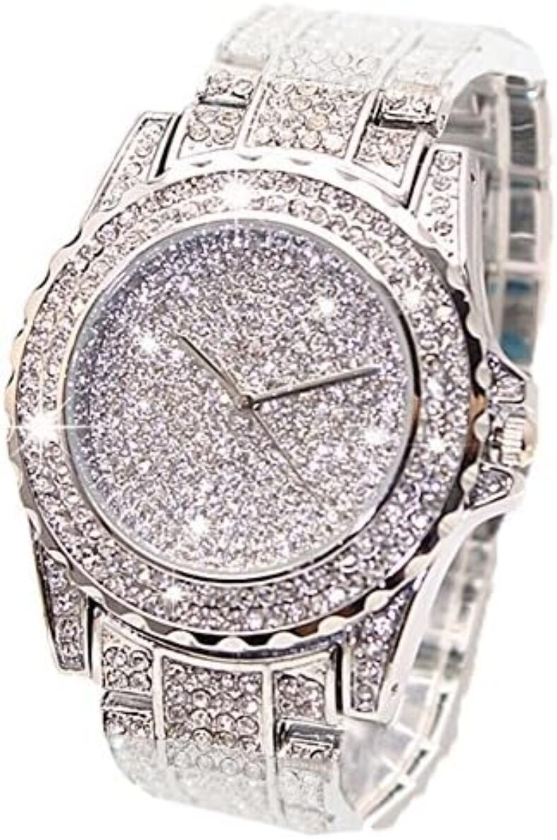 Luxury Women Watch Bling Bling Fashion Jewelry Crystal Diamond Rhinestone Ladies Watches Steel Band Round Dial Analog Clock Classic Quartz Female Charm Bracelet Dress Wristwatches