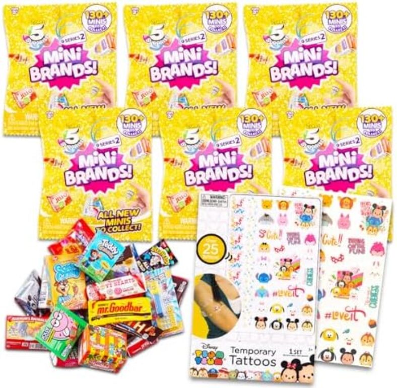 Mini Brands Mystery Case Party Favors – 6 Pk Mini Surprise Bundle Mini Brands Toys Mystery Set with Tattoos and More | Mini Brands Blind Bags