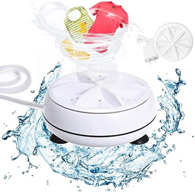 Mini Washing Machine,Ultrasonic Turbine Washing Machine,Portable Turbo Washer for Travel,Home,Business,Camping,Apartment,College Rooms to Cleaning Sock,Underwear