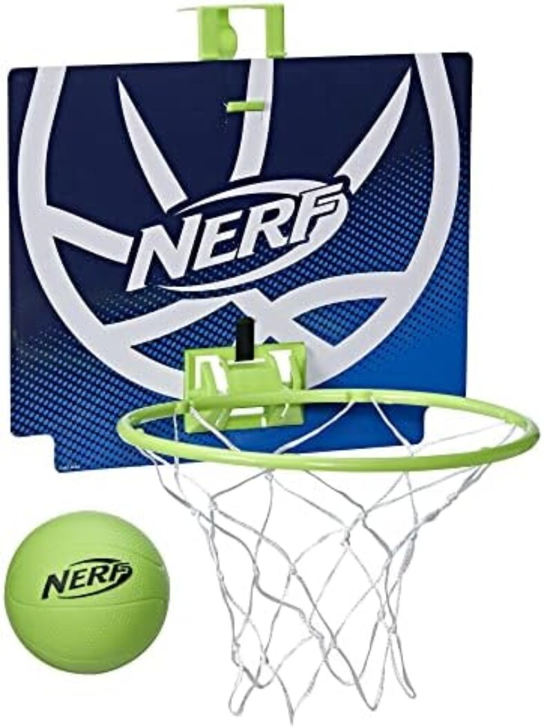 NERF Nerfoop, The Classic Mini Foam Basketball and Hoop, Hooks On Doors, Indoor and Outdoor Play