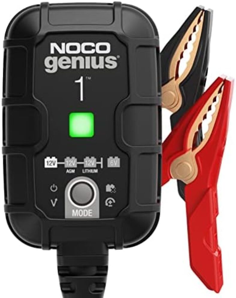 NOCO GENIUS1, 1A Smart Car Battery Charger, 6V and 12V Automotive Charger, Battery Maintainer, Trickle Charger, Float Charger and Desulfator for Motorcycle, ATV, Lithium and Deep Cycle Batteries