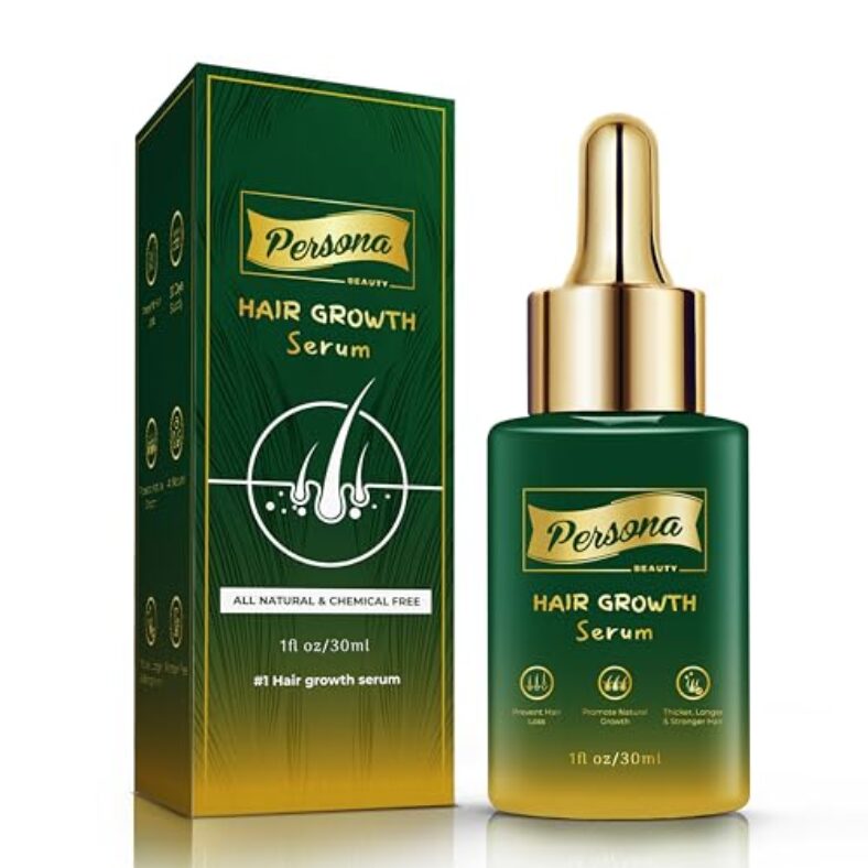 Persona Beauty Hair Growth Serum Supports Thicker Fuller Stronger Hair Growth Non Greasy Vegan Lightweight Safe Formula, 30 days Supply, Fast Result 30ml