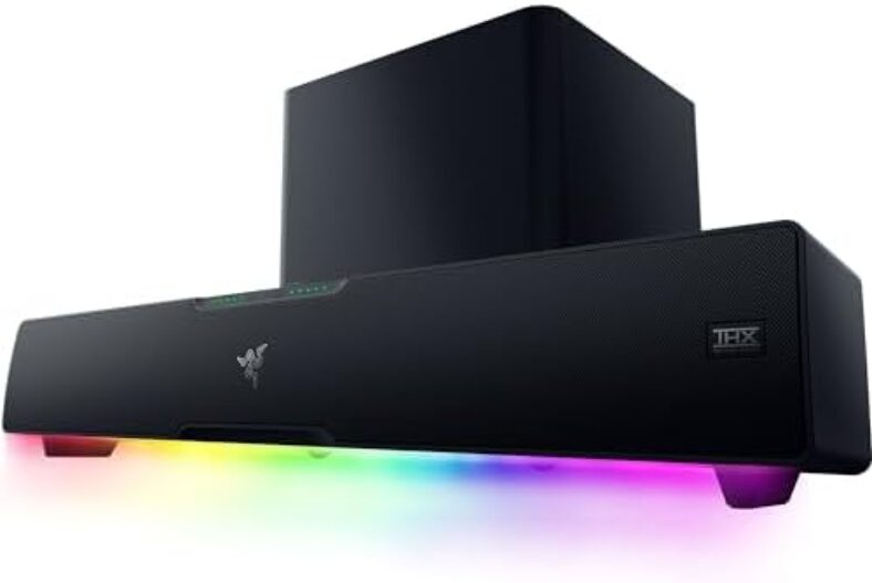 Razer Leviathan V2 Pro: Multi-Driver PC Gaming Soundbar with Subwoofer – Beamforming Surround Sound with AI Head Tracking – Chroma RGB – Bluetooth 5.0 & 3.5mm – for PC, Desktop/Laptop, Mobile, Switch