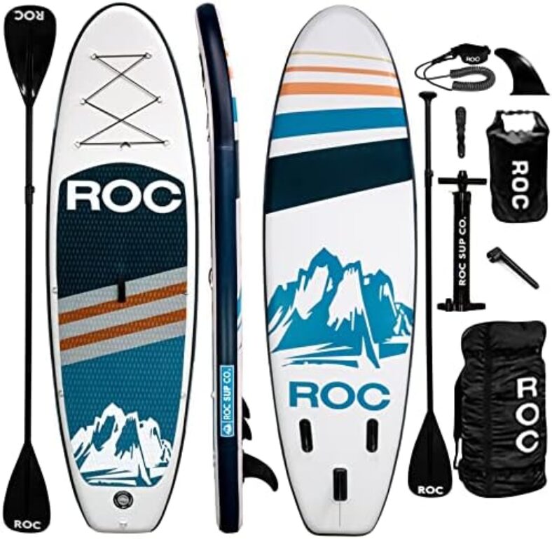 Roc Inflatable Stand Up Paddle Boards with Premium SUP Paddle Board Accessories, Wide Stable Design, Non-Slip Comfort Deck for Youth & Adults