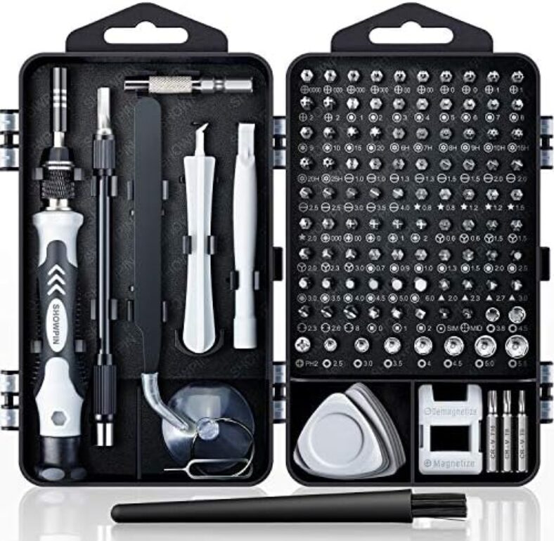 SHOWPIN 122 in 1 Precision Computer Screwdriver Kit, Laptop Screwdriver Sets with 101 Magnetic Drill Bits, Electronics Tool Kit Compatible for Tablet, PC, iPhone, PS4 Repair