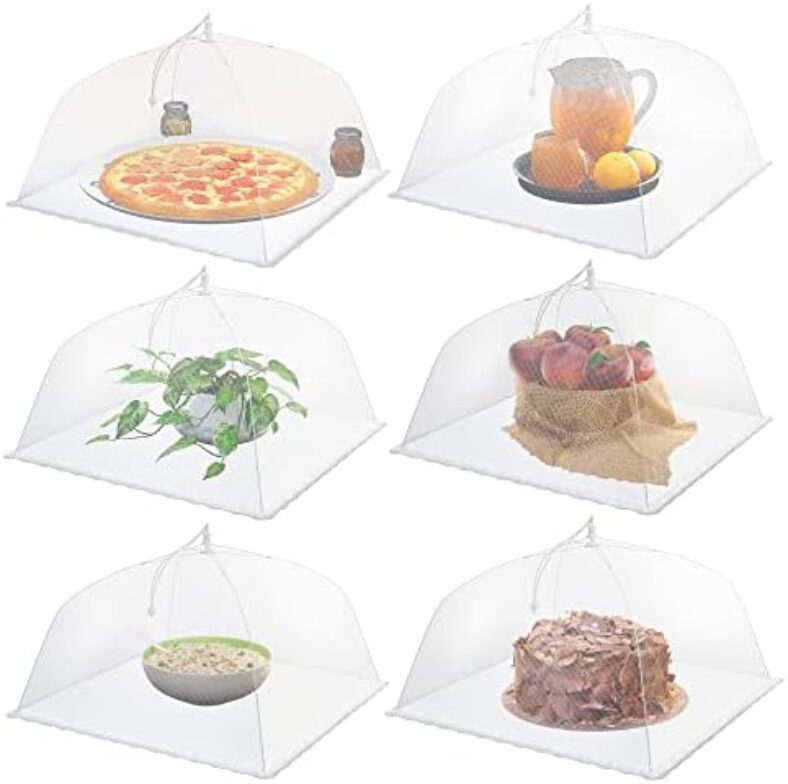 Simply Genius (6 pack) Large and Tall 17×17 Pop-Up Mesh Food Covers Tent Umbrella for Outdoors, Screen Tents, Parties Picnics, BBQs, Reusable and Collapsible Food Tents