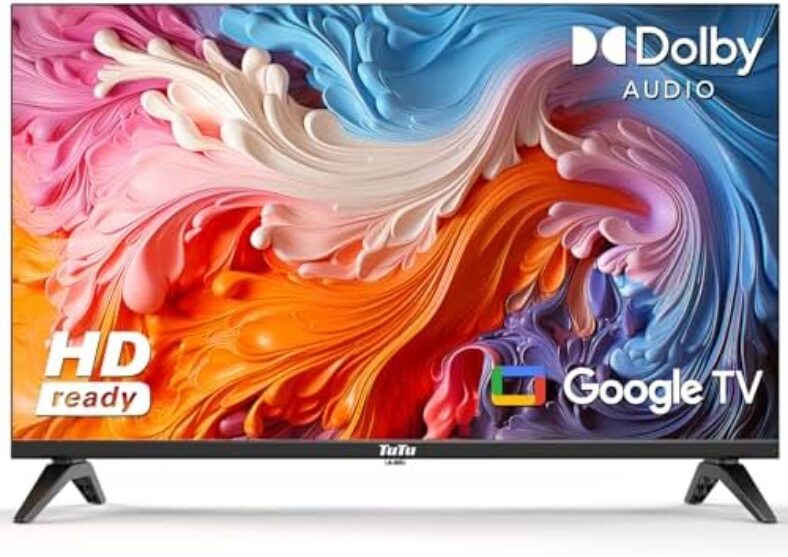 TuTu 32″ 720P HD LED Google TV Widescreen High Definition Slim Design Smart tv with Built-in HDMI USB Suitable for Kitchen Kid’s Room Basement or RV Camper 2023 Model