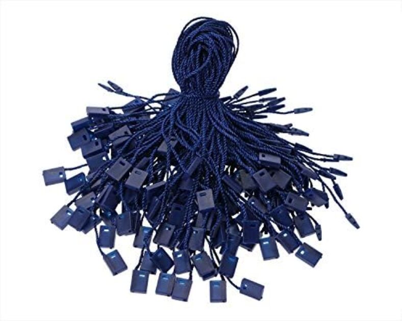 Tupalizy 7 Inch Nylon Hang Tag String for Clothes Gift Bags Price Tags Shoes Snap Lock Pin Loop Fastener Hook Ties Tag Rope for Belts Pocket Squares Luggage Label Attachment, 120PCS (Navy Blue)