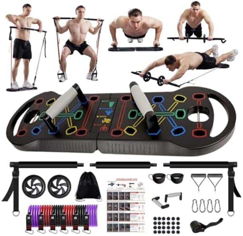 Upgraded Push Up Board, Portable Foldable 20 in 1 Push Up Bar Fitness, Pushups Handles for Floor,Strength Training Equipment at Home Gym