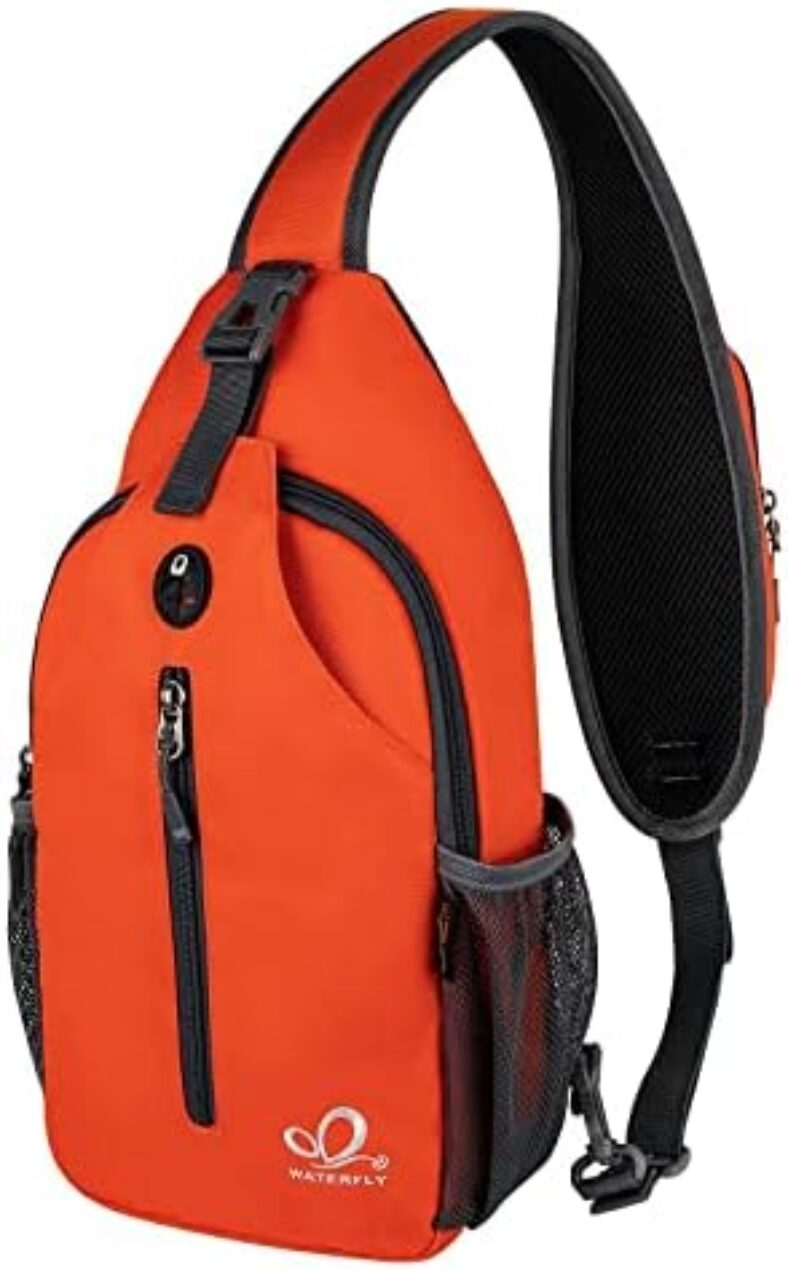 WATERFLY Crossbody Sling Backpack Sling Bag Travel Hiking Chest Bag Daypack