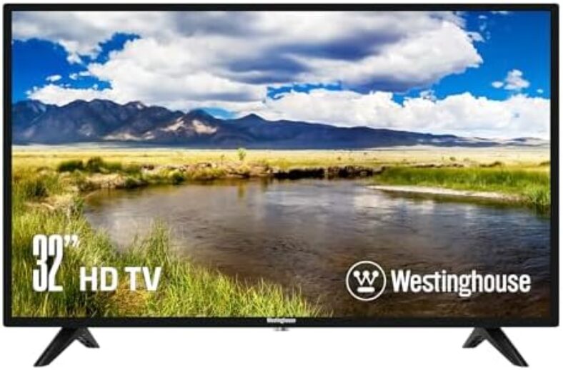 Westinghouse 32 Inch TV, 720p HD LED Small Flat Screen TV with HDMI, USB, VGA, & V-Chip Parental Controls, Non-Smart TV or Monitor for Home, Kitchen, RV Camper, or Office (2022 Model)