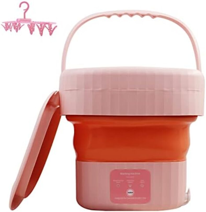 iVOLCONN Portable Washing Machine, 6L Foldable Mini Washing Machine, Mini Washer for Baby Clothes, Underwear or Socks for Apartment, Laundry, Camping and Travel – Ideal Gift Choice (Pink)