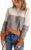 Dokotoo Womens Color Block Sweaters Long Sleeve Crewneck Pullover Knit Jumper Tops