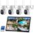 Kittyhok Wireless Security Camera System Outdoor with Monitor | 4pcs 2K Dual Lens PTZ Security Cameras, 10x Mixed Zoom, Auto Tracking, Human Detection, Spotlight | 10CH NVR with 10″ Monitor, 500GB HDD