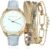 Lucky Brand Watches for Women Analog Display with Leather Strap Minimalist Quartz Movement Women’s Wrist Watches Bracelet Gift Box Set (Cadet Gray)