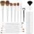 Professional 20PCs Makeup Brush Set, LUXBRU with Foundation Eyebrow Blending Concealer Blush Eyeshadow Contour Powder Brush, Brushes Kit with Travel Case & 2 Powder Puff-White