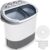 Pyle Compact Home Washer & Dryer, 2 in 1 Portable Mini Washing Machine, Twin Tubs, 11lbs. Capacity, 110V, Spin Cycle w/Hose, Translucent Tub Container Window, Ideal for Smaller Laundry Loads, Gray